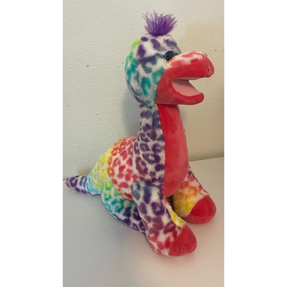 Build a Bear Workshop Rainbow Leopard Apatosaurus Plush Sound Dinosaur 18in